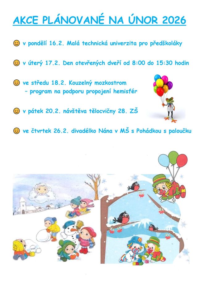 AKCE PLÁNOVANÉ NA ÚNOR 2026 AKCE PLÁNOVANÉ NA ÚNOR 2026